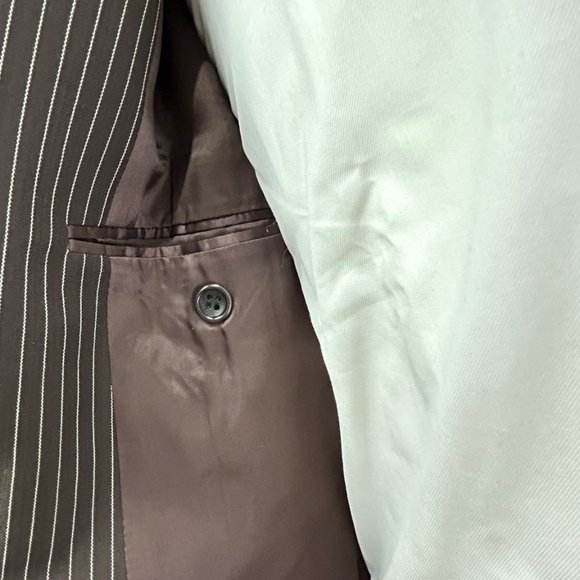 Brown Striped Wool-Cashmere Suit w/ Wide Leg Pants - Ralph Lauren (Black Label) - Picture 5 of 16